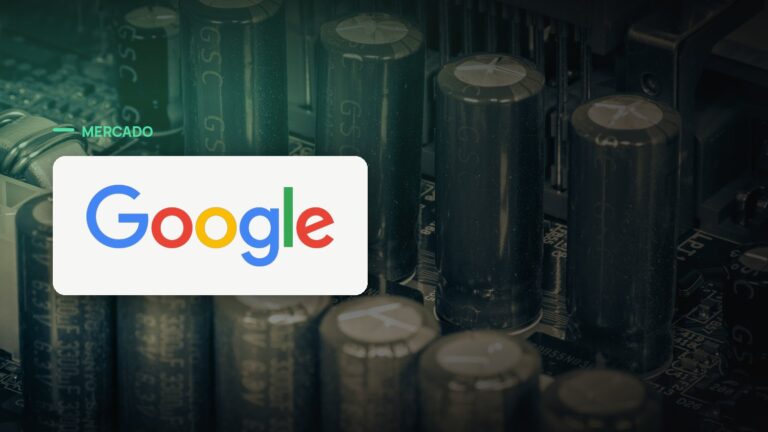 Logo oficial da Google sobre foto de chips e semicondutores, capa da notícia: Marvell dá à Google opção de comprar fatia de US$ 12,2 bilhões em acordo de chips de IA