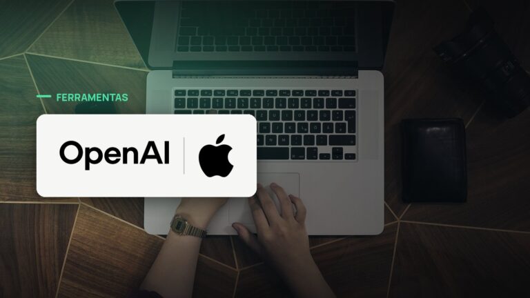 Logo oficial das marcas OpenAI e Apple sobre foto de apps e dispositivos, capa da notícia: ChatGPT ganha integração nativa com o Apple Messages e passa a ler e enviar mensagens no Mac