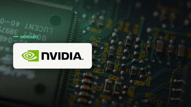 Logo oficial da Nvidia sobre foto de chips e semicondutores, capa da notícia: Nvidia avisa clientes sobre alta de mais de 15% no preço de servidores de IA por causa da memória