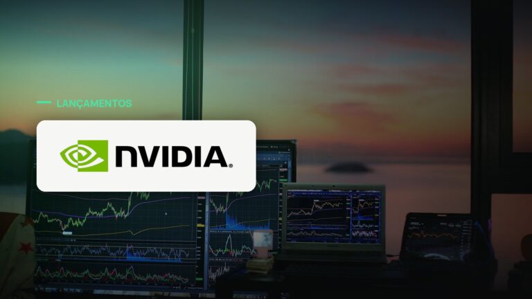 Logo oficial da Nvidia sobre foto de mercado financeiro, capa da notícia: Nvidia paga US$ 6 bilhões à Poolside para construir um modelo de IA aberto rival da OpenAI e da Anthropic
