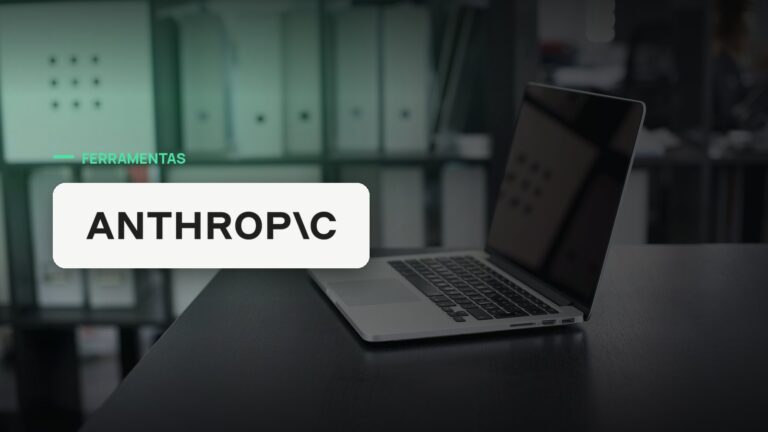 Logo oficial da Anthropic sobre foto de ambiente de trabalho, capa da notícia: Anthropic lança Claude Academy, plataforma gratuita para ensinar o uso prático da IA