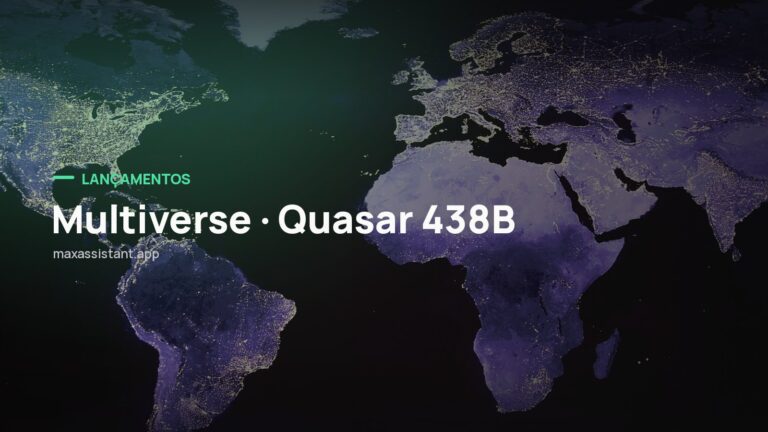 Capa editorial Max IA Assistant com o tema Multiverse · Quasar 438B sobre foto de inteligência artificial, notícia: Multiverse lança o Quasar 438B e vende o título de líder europeu