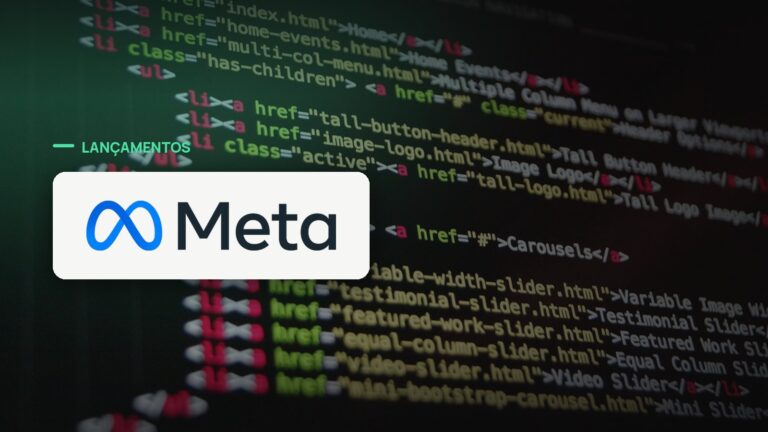 Logo oficial da Meta sobre foto de código e desenvolvimento, capa da notícia: Meta lança o Muse Spark 1.3 e vende o salto em código e agente