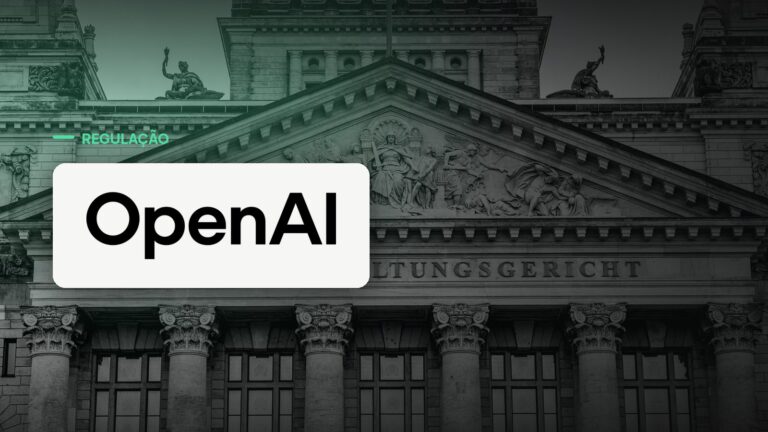 Logo oficial da OpenAI sobre foto de regulação e governo, capa da notícia: UE classifica o ChatGPT como mecanismo de busca de grande porte sob a DSA