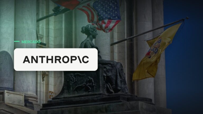 Logo oficial da Anthropic sobre foto de regulação e governo, capa da notícia: Lutnick diz que governo Trump agora confia na Anthropic após meses de atrito