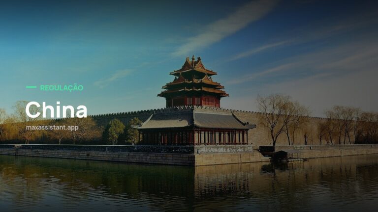 Capa editorial Max IA Assistant com o tema China sobre foto de regulação e governo, notícia: China cria a primeira lei do mundo dedicada a agentes de IA, com recall obrigatório em setores de risco