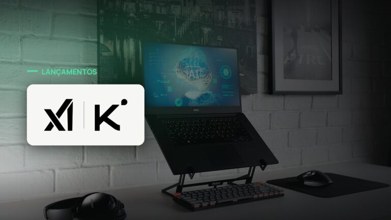 Logo oficial das marcas xAI e Kimi sobre foto de inteligência artificial, capa da notícia: Musk anuncia Grok 4.6 com 2 trilhões de parâmetros pra responder ao Kimi K3