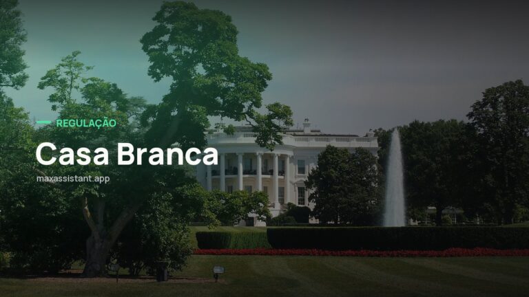 Capa editorial Max IA Assistant com o tema Casa Branca sobre foto de regulação e governo, notícia: Casa Branca fecha cerco sobre lançamento de modelos de fronteira nos EUA