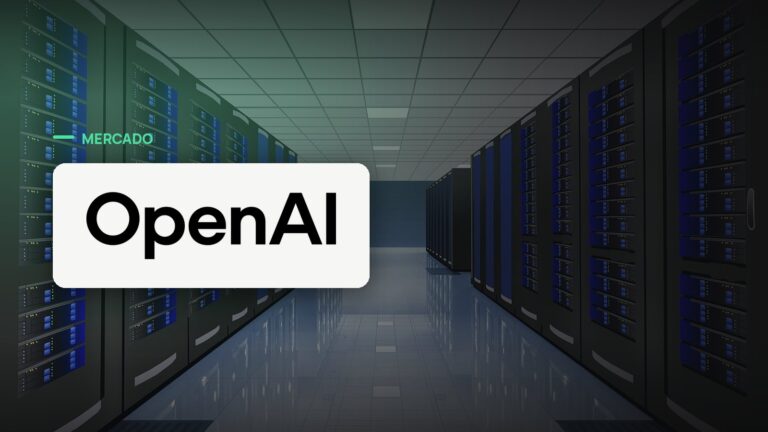 Logo oficial da OpenAI sobre foto de data center e infraestrutura, capa da notícia: OpenAI fecha acordo de energia de 25 anos para data center de US$ 30 bilhões na Geórgia e enfrenta revolta de moradores