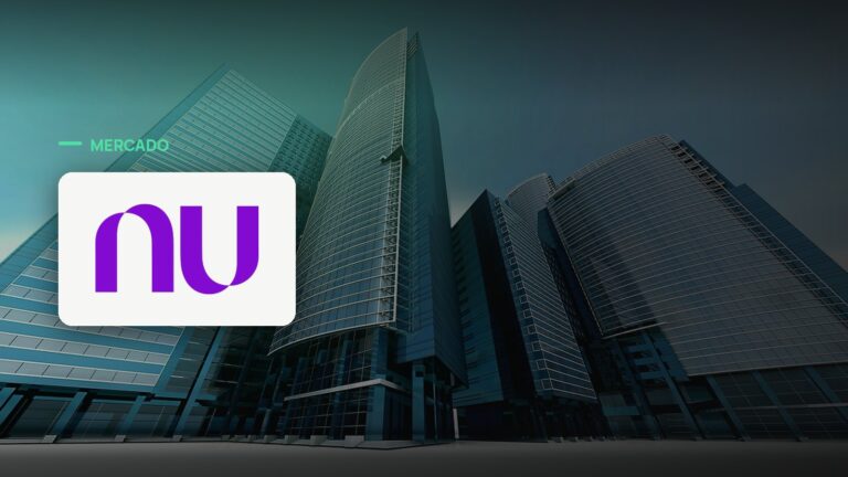 Logo oficial da Nubank sobre foto de bancos, capa da notícia: Nubank, Itaú, Bradesco e BB lideram o primeiro ranking de maturidade em IA entre bancos da América Latina