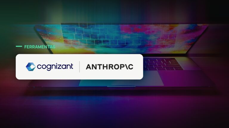 Logo oficial das marcas Cognizant e Anthropic sobre foto de ambiente de trabalho, capa da notícia: Cognizant se torna parceira premier global da Anthropic e expande uso do Claude
