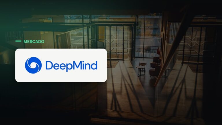 Logo oficial da Google DeepMind sobre foto de mercado corporativo, capa da notícia: Demis Hassabis deixa cargo de CEO da Google DeepMind e vira Chief Scientist da Alphabet