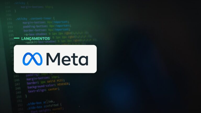 Logo oficial da Meta sobre foto de código e desenvolvimento, capa da notícia: Meta lança Muse Code, seu primeiro agente de codificação com IA