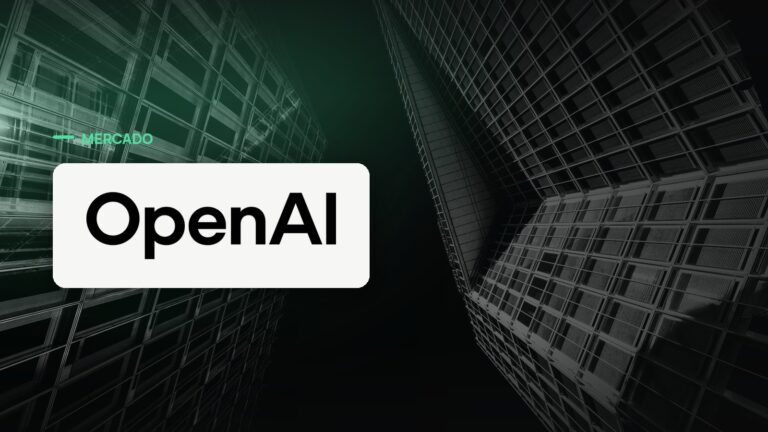 Logo oficial da OpenAI sobre foto de mercado corporativo, capa da notícia: Brad Lightcap deixa a OpenAI após oito anos para começar novo projeto