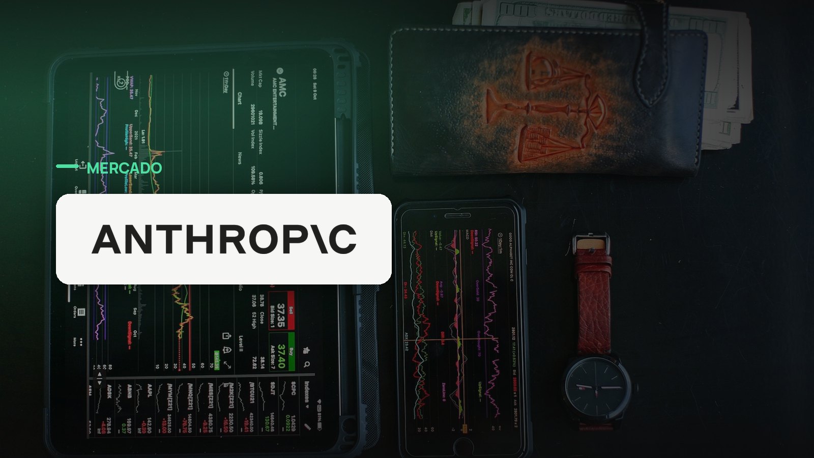 Logo oficial da Anthropic sobre foto de mercado financeiro, capa da notícia: Anthropic negocia compra da Decart AI por US$6 bilhões, maior aquisição de sua história