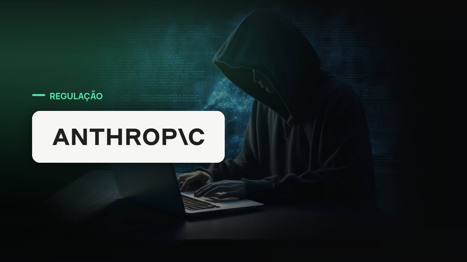 Logo oficial da Anthropic sobre foto de cibersegurança, capa da notícia: Anthropic reduz confiança em avaliação de risco de P&D acelerado por IA