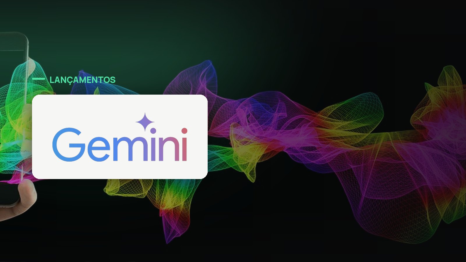 Logo oficial da Gemini sobre foto de apps e dispositivos, capa da notícia: Google lança Pixel 11 com chip Tensor G6 e Gemini capaz de agir em mais de 40 aplicativos