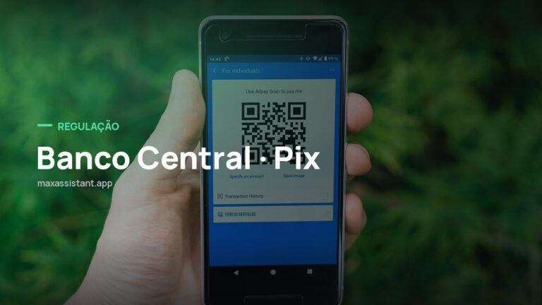 Capa editorial Max IA Assistant com o tema Banco Central · Pix sobre foto de cibersegurança, notícia: Banco Central prepara índice de fraude com IA para o Pix