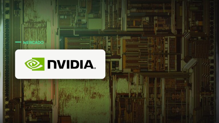 Logo oficial da Nvidia sobre foto de chips e semicondutores, capa da notícia: Chips H200 da Nvidia voltam a circular na China, com ByteDance e Tencent recebendo dez mil unidades cada