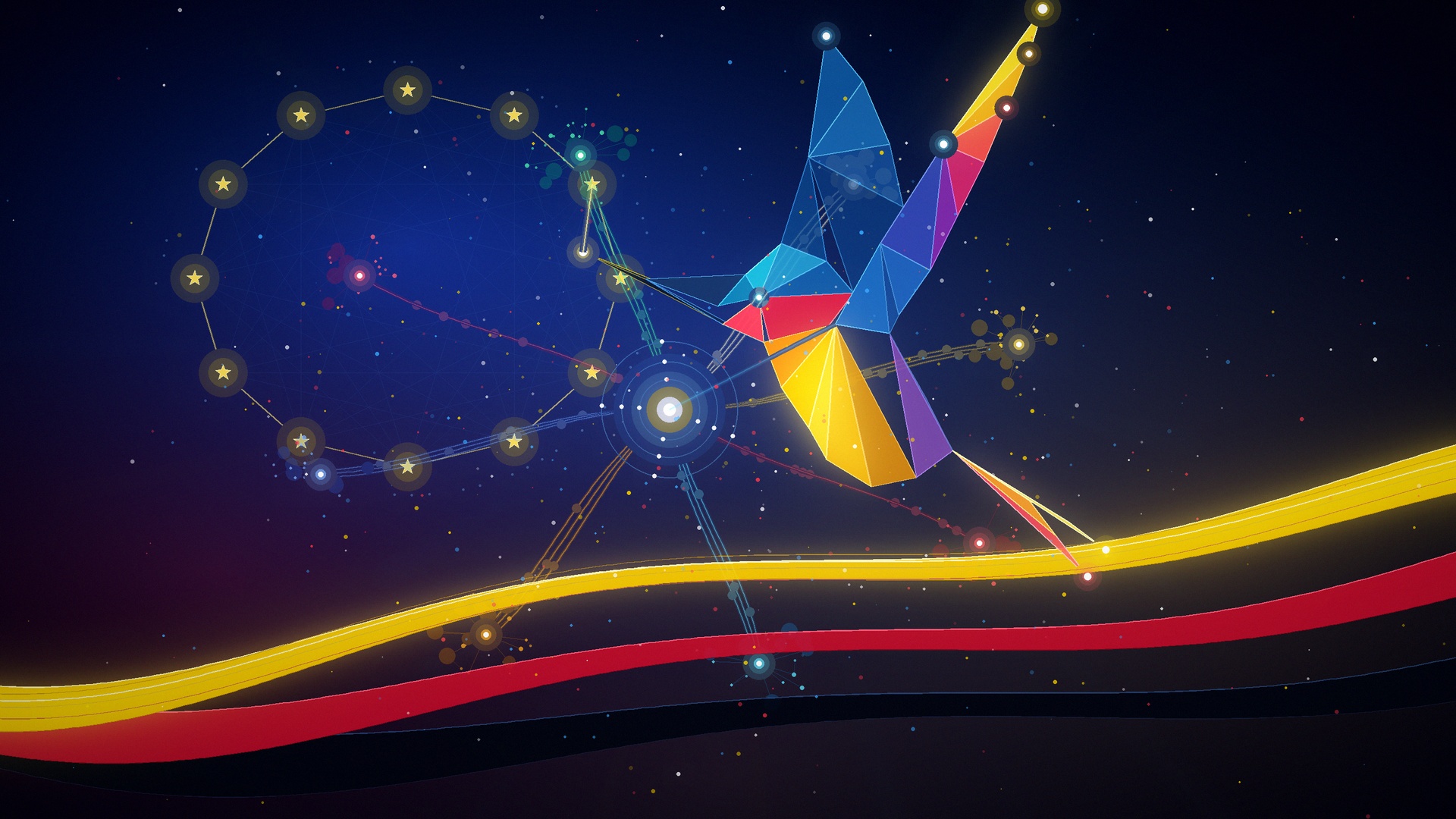 Ilustração editorial do lançamento do Kolibri, modelo de IA aberto da Aleph Alpha, com referências visuais à bandeira alemã e à União Europeia combinadas a uma rede neural abstrata